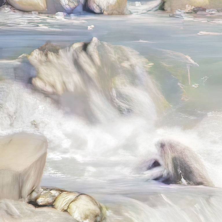 A digital painting of a turbulent stream.