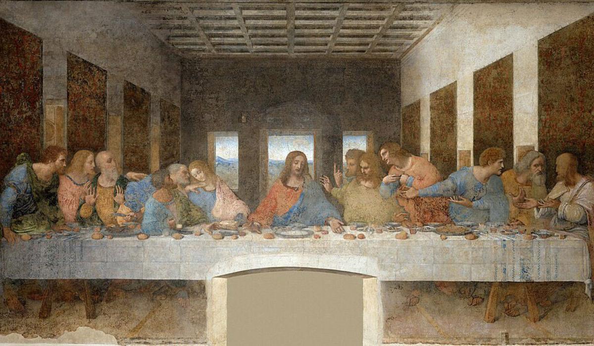 A painting of the Last supper showing Christ and the disciples at a table.