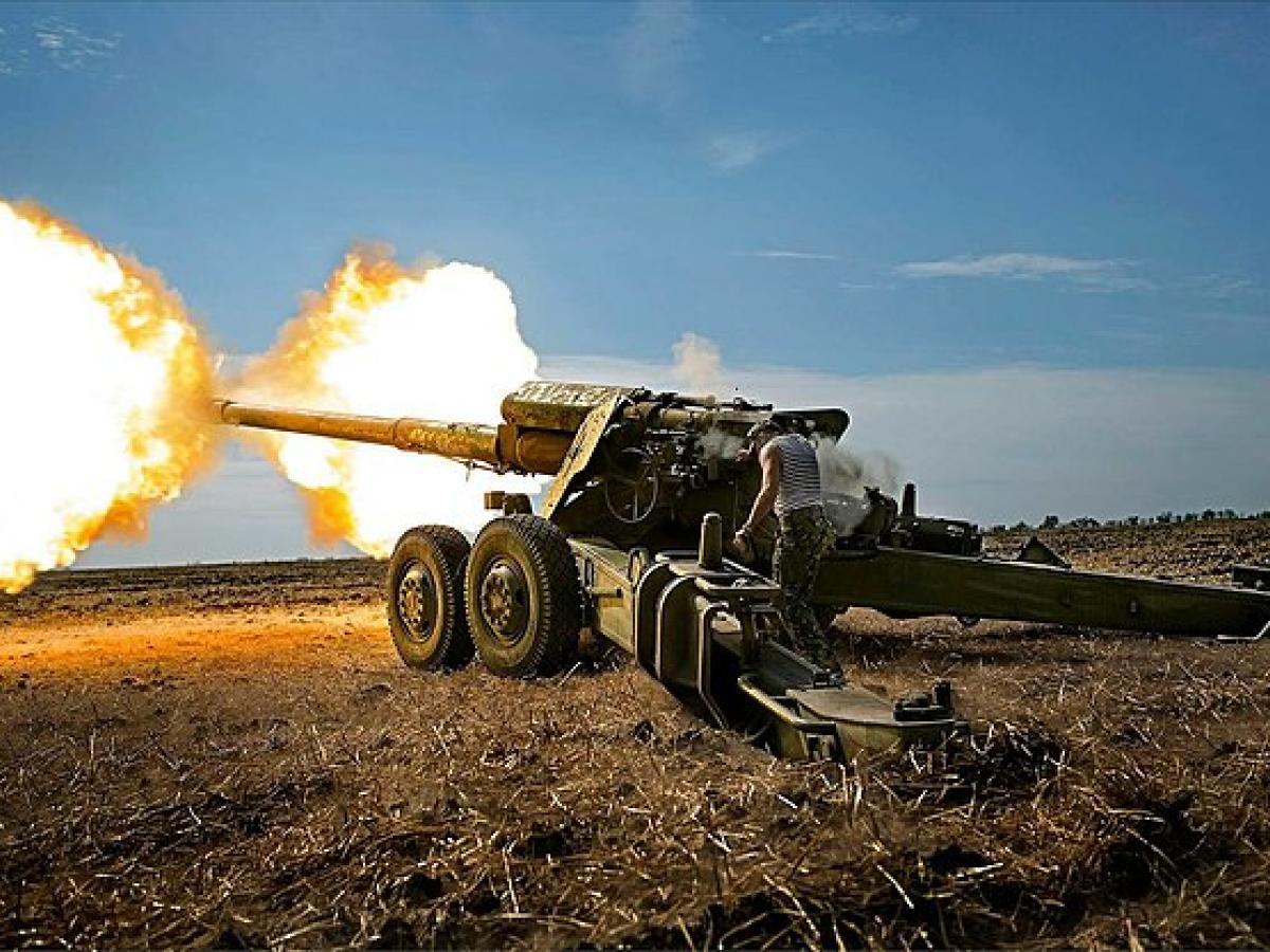 Anti-aircraft shells firing out of gun