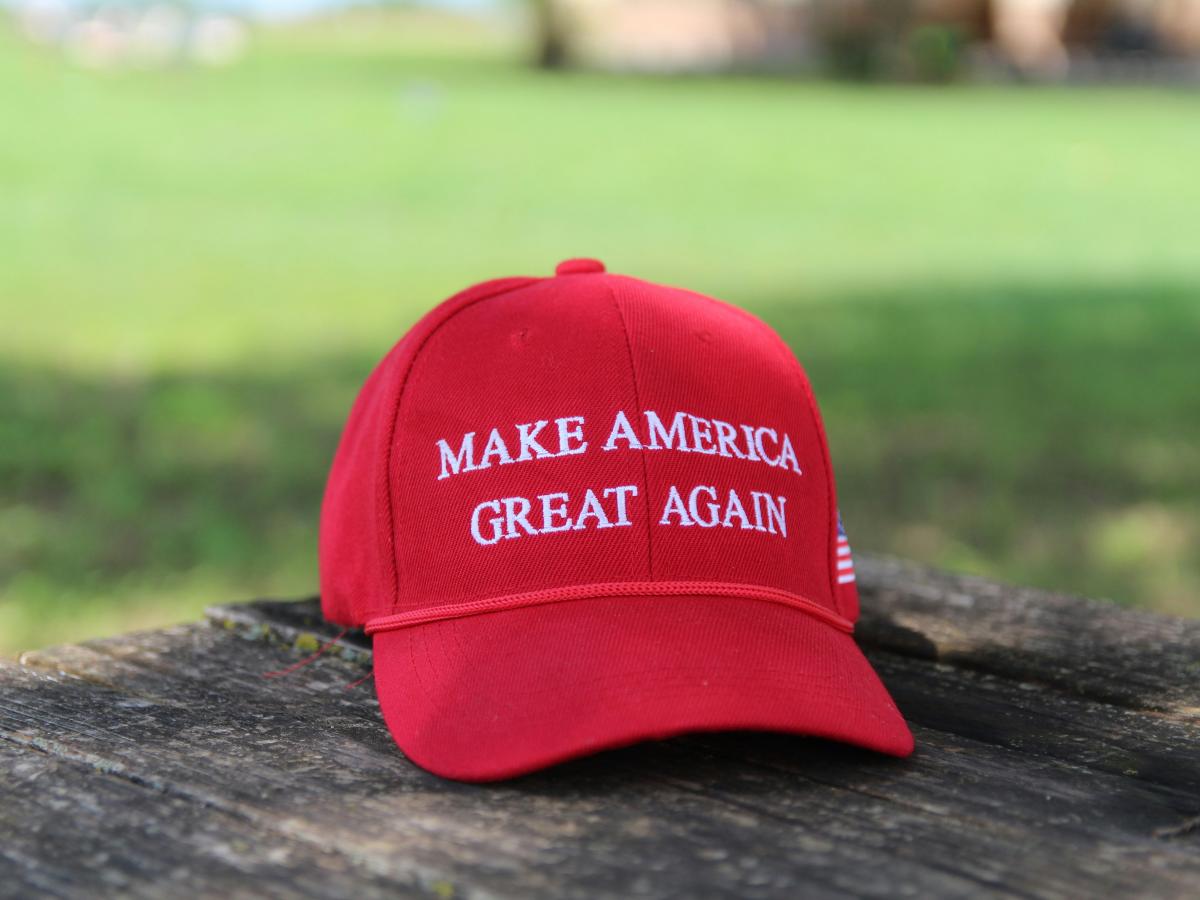 Red hat with the words Make America Great Again