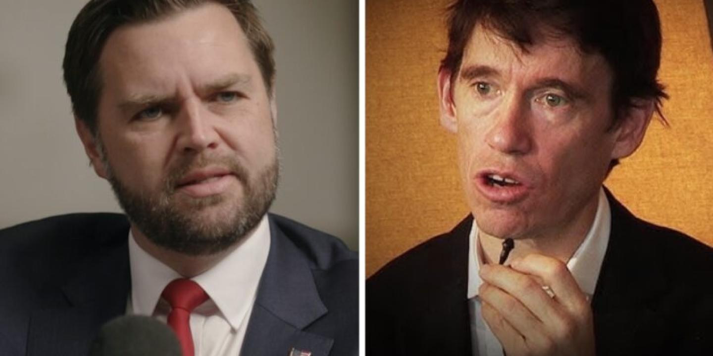 Side by side pictures of JD Vance and Rory Stewart