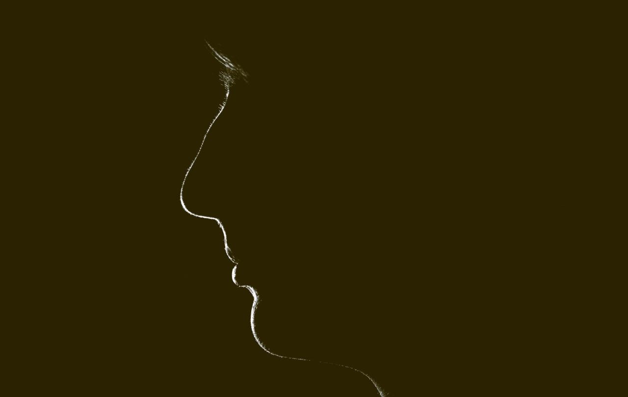 A silhouette of a woman's face.
