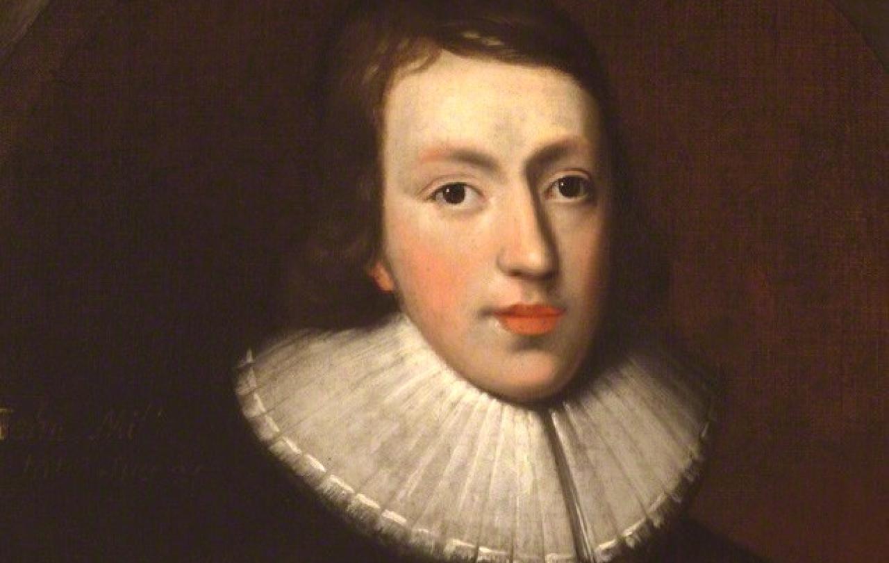 A painting of a young John Milton wearing a neck ruff.